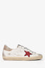 Golden Goose White/Red/Gold Leather Super Star Sneaker Size 39