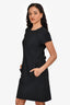 Jil Sander Navy Black Button Detail Short Sleeve Midi Dress Size 38