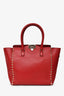 Valentino Red Leather Rockstud Tote with Strap