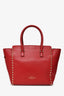 Valentino Red Leather Rockstud Tote with Strap