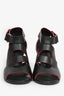 Hermès Black Leather Red Lined Leather 'Mona' Wedges Est. Size 6