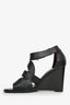 Hermès Black Leather Red Lined Leather 'Mona' Wedges Est. Size 6