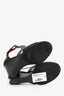 Hermès Black Leather Red Lined Leather 'Mona' Wedges Est. Size 6