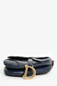 Christian Dior Navy Blue Mini Saddle Bag with Canvas Strap