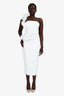 Eliya The Label White One Shoulder Rouched 'Vana' Midi Dress Size XS