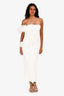 Eliya The Label White One Shoulder Rouched 'Vana' Midi Dress Size S