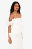 Eliya The Label White One Shoulder Rouched 'Vana' Midi Dress Size S