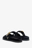 Prada Black Velvet Triangle Logo Buckle Sandals Size 38
