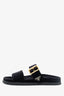 Prada Black Velvet Triangle Logo Buckle Sandals Size 38