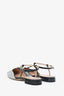 Gucci Silver Double G Glitter Ballet Slingback Flats Size 38