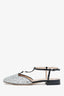 Gucci Silver Double G Glitter Ballet Slingback Flats Size 38