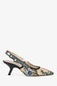 Christian Dior Beige Petites Fleurs Embroidered J'adior Straw Slingback Pumps Size 38