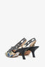 Christian Dior Beige Petites Fleurs Embroidered J'adior Straw Slingback Pumps Size 38