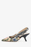 Christian Dior Beige Petites Fleurs Embroidered J'adior Straw Slingback Pumps Size 38