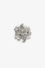 Pre-Loved Chanel™ Silver Tone Crystal Floral CC Brooch