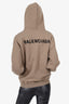 Balenciaga Khaki Embroidered Logo Pullover Hoodie Size XS