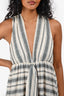 Misa Los Angeles Grey/White Striped Sleeveless Ruffled Hem Maxi Dress Size XS