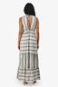 Misa Los Angeles Grey/White Striped Sleeveless Ruffled Hem Maxi Dress Size XS