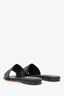 Rene Caovilla Black Leather Swarovski Crystal Embellished Flat Slides Size 35
