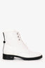 Christian Dior White Leather Crystal-Trimmed CD Combat Boots Size 37