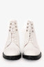 Christian Dior White Leather Crystal-Trimmed CD Combat Boots Size 37