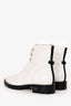 Christian Dior White Leather Crystal-Trimmed CD Combat Boots Size 37