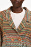 Pre-Loved Chanel™ 2016 Orange/Green Tweed Mid Length Coat with CC Buttons Size 50