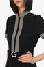 Gucci Black Wool Collared G Belted A-Line Mini Dress Size 42