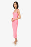 Alex Perry Pink Neon Crepe Midi Dress Size 8