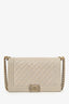 Pre-Loved Chanel™ 2014 Taupe Caviar Quilted New Medium Boy Flap Bag (As Is)