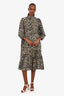 Horses Beige/Black Animal Print Tiered Shirt Dress Size 2