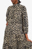 Horses Beige/Black Animal Print Tiered Shirt Dress Size 2
