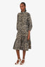 Horses Beige/Black Animal Print Tiered Shirt Dress Size 2