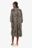 Horses Beige/Black Animal Print Tiered Shirt Dress Size 2
