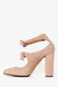 Aquazzura Beige Suede Double Bow Rounded Heels Size 37.5