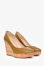 Saint Laurent Khaki Green Patent Leather Wedge Heels Size 37