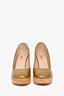 Saint Laurent Khaki Green Patent Leather Wedge Heels Size 37