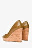 Saint Laurent Khaki Green Patent Leather Wedge Heels Size 37