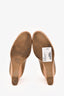 Saint Laurent Khaki Green Patent Leather Wedge Heels Size 37