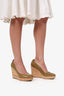 Saint Laurent Khaki Green Patent Leather Wedge Heels Size 37