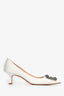 Monolo Blahnik White Satin Hangisi 50 Heels Size 36.5 (As Is)
