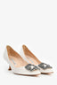 Monolo Blahnik White Satin Hangisi 50 Heels Size 36.5 (As Is)
