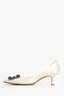 Monolo Blahnik White Satin Hangisi 50 Heels Size 36.5 (As Is)