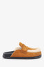 Hermès Brown Suede/Shearling 'Go' Mules Size 37.5 (As Is)