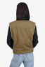 Saint Laurent Khaki/Green Embroidered-detail Frayed Vest Size 44