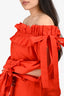 Sara Roka Red Ruffled Off Shoulder 'Nikita' Top Size 40
