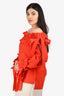 Sara Roka Red Ruffled Off Shoulder 'Nikita' Top Size 40