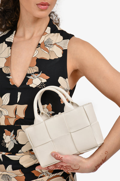 Bottega Veneta White Leather Mini Arco Tote with Strap – Mine & Yours
