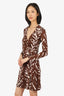 Diane von Furstenberg Brown/White Animal Print Wrap Dress Size 0