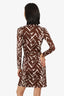 Diane von Furstenberg Brown/White Animal Print Wrap Dress Size 0